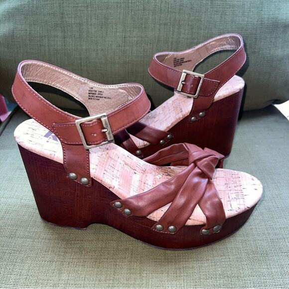 KORKS NEW Women's Dawson Wedge Sandals with Cork Footbed Brown Size 10 - Picture 7 of 11